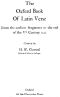 [Gutenberg 38503] • The Oxford Book of Latin Verse / From the earliest fragments to the end of the Vth Century A.D.